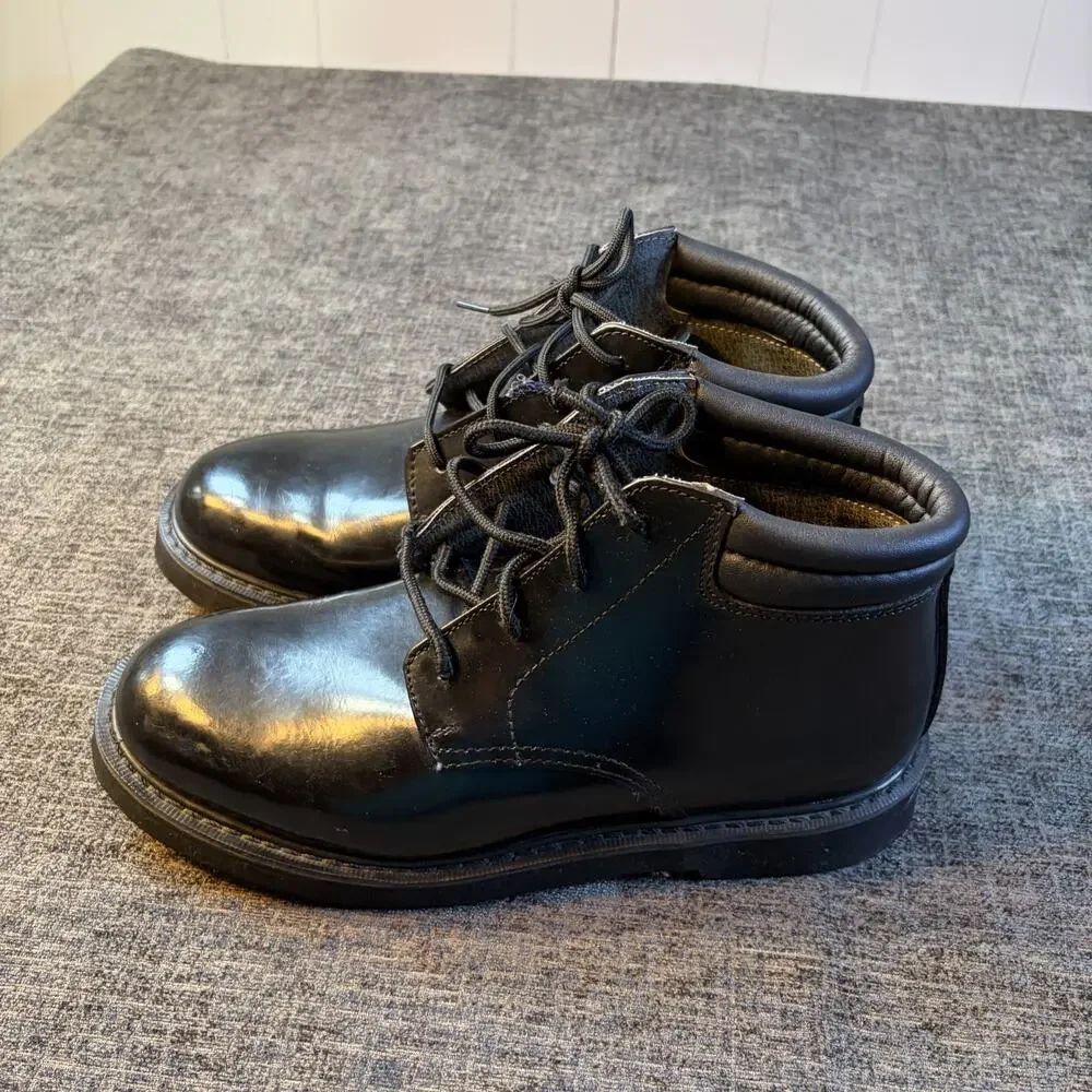 Rocky Dress Leather High Gloss Mens Size 10 Black Outdoor Lace Up Chukka Boots
